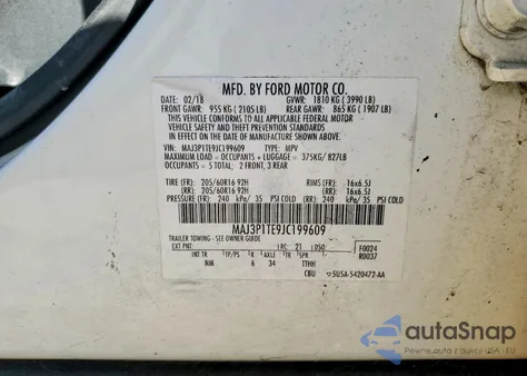 2018 Ford Ecosport Se z USA, uszkodzony, nr VIN MAJ3P1TE9JC199609